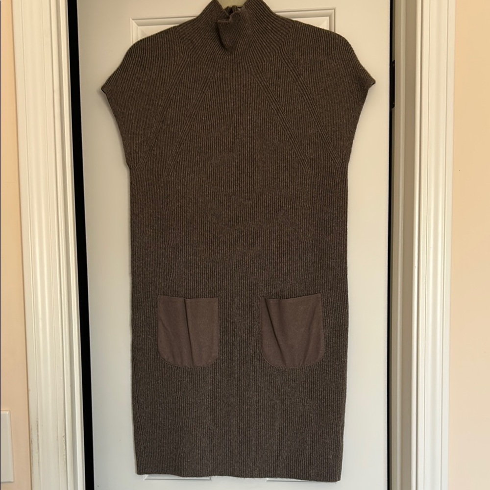 Brown Knit Sleeveless Dress with Pockets by Joie
